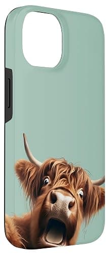 iPhone 14 Funny Scottish Highland Cow Taking a Selfie Animal Lover Case thumbnail 3