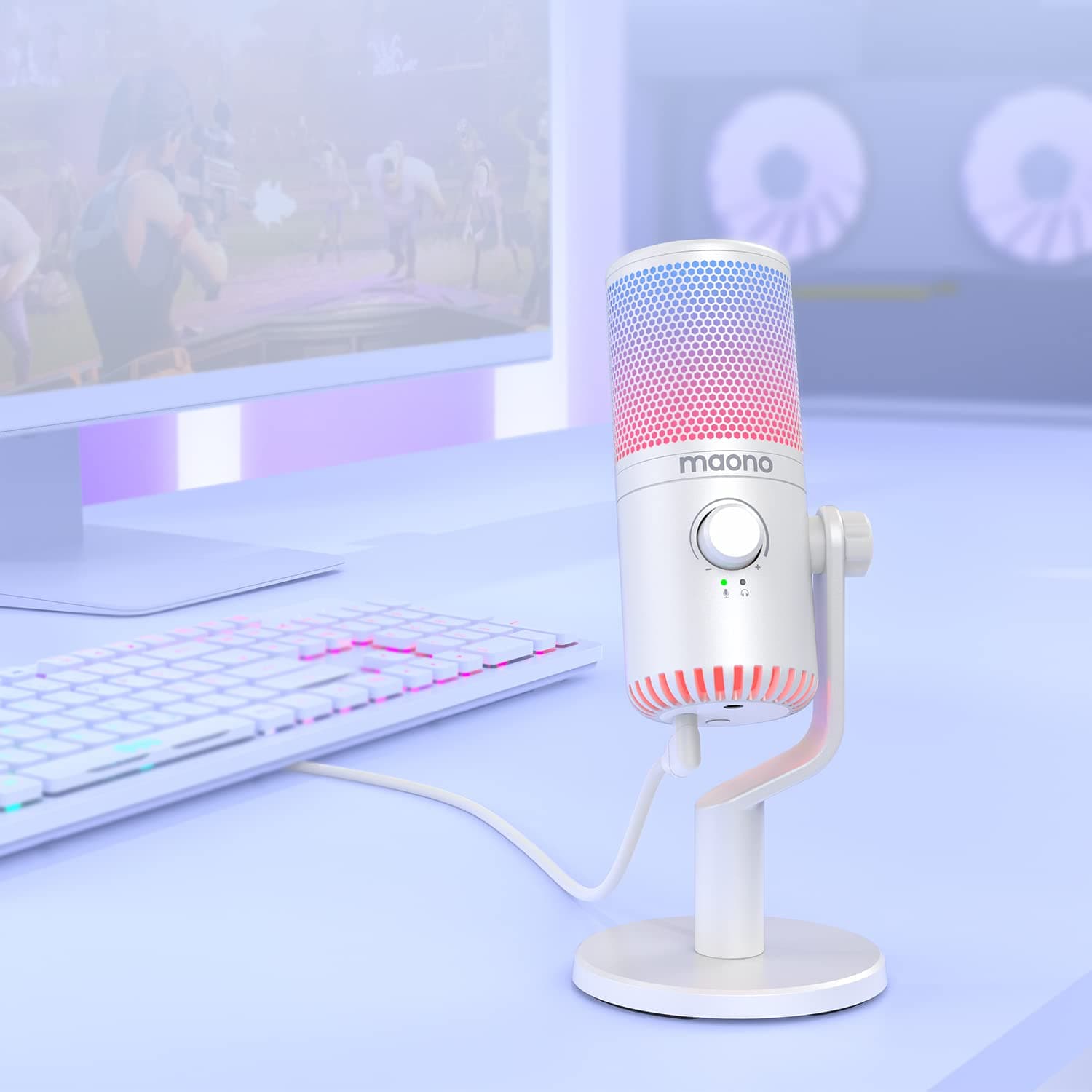 MAONO USB Condenser Microphone, Gaming Microphone, PC Microphone, Dedicated Software, RGB Lighting, Headphone Output Terminal, Single-Directional, Plug & Play, YouTube Skype, Game Commentary, Live thumbnail 8