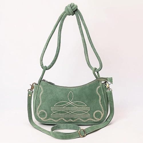 American Darling Boot Stitched Vegetable-Tanned Full Grain Genuine Suede Leather Cross body Bag with YKK Zipper thumbnail 4