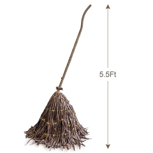 Halloween Decorations - Fall Decor for Home - 5.5 Ft Giant Light-Up Witches Broom - Rustic Farmhouse Decoration for Indoor Outdoor Front Door Porch thumbnail 3