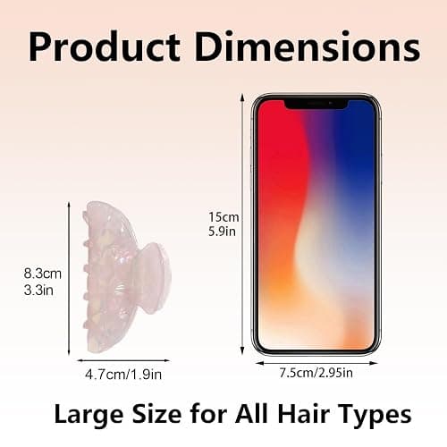 Medium Hair Claw Clips for Women, Strong Hold Non Slip Claw Clips, Jelly Marble Pink and Blue Hair Clips for Thin Medium Thick Hair, French Jaw Clips Hair Accessories for Women Girls 2 Pack 3.3 Inch thumbnail 3