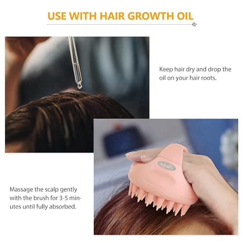 Sndyi Scalp Massager Shampoo Brush, Scalp Scrubber with Soft Silicone Bristles, Scalp Exfoliator for Dandruff Removal, Scalp Massager for Hair Growth, Wet Dry Hair Brush for Scalp Care, Pink thumbnail 7