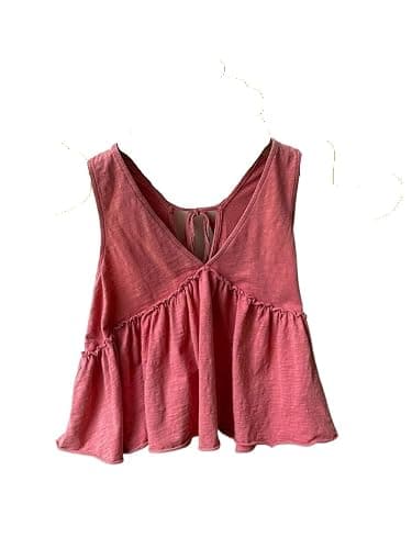 XZfushi Womens Spring Summer Short Sleeve Summer Clothes Spliced A-Line Washing Retro Casual Washed Tank Top Clothing - Image 1