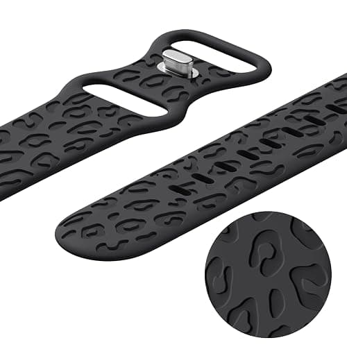CreateGreat Engraved Bands Compatible with Apple Watch Band 40mm 41mm 38mm 42mm 44mm 45mm 46mm 49mm, Leopard Pattern Soft Silicone Strap Compatible with iWatch Series 10 9 8 7 6 5 4 3 2 1 SE Ultra thumbnail 4