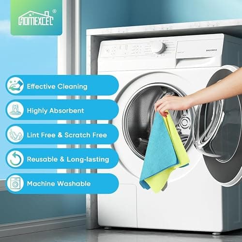HOMEXCEL Microfiber Cleaning Cloths 100 Pack, Highly Absorbent Cleaning Towels, Lint Free & Scratch-Free Cleaning Rags for House, Kitchen and Car, Multi-Color Microfiber Towels 11.5 x 11.5 inch thumbnail 7