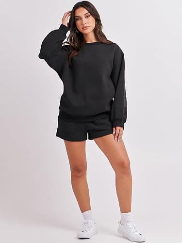 ANRABESS Women 2 Piece Outfits Sweat Shorts Sets 2025 Oversized Casual Lounge Matching Set Sweatsuit Tracksuit Fall Clothes thumbnail 7