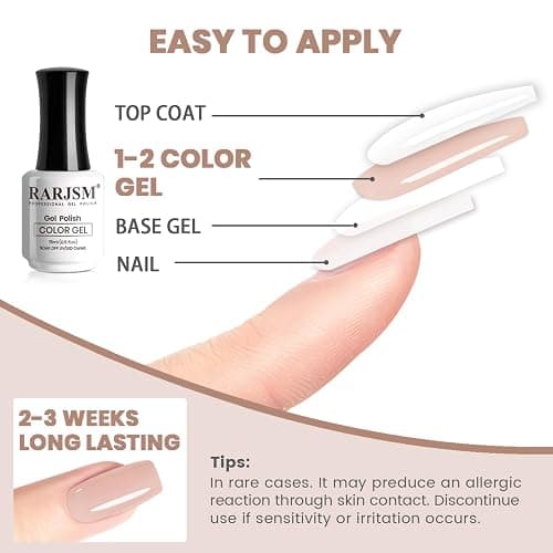 RARJSM Nude Gel Nail Polish Eggshell Pink Neutral Skin Tone Sheer Jelly Gel Polish 1PC 15ml Single Bottle Cream Transparent Pink Nail Gel Polish Soak off UV LED Cured for Home Salon DIY Manicure thumbnail 6