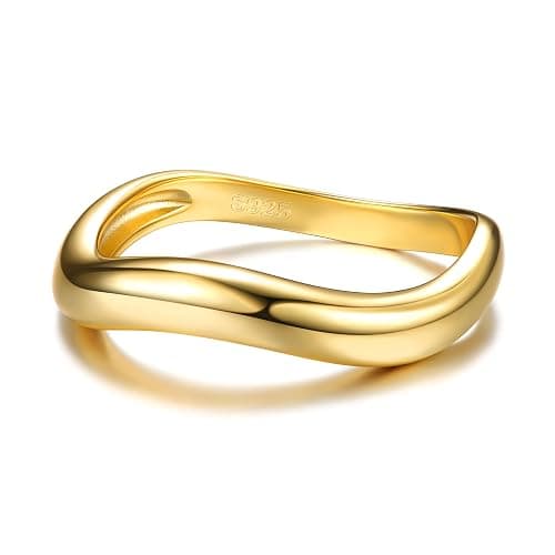 MILACOLATO 925 Sterling Silver Rings for Women 14K Gold Plated Wavy Stackable Ring for Women, Twisted Wave Band Rings, Silver/Gold Eternity Rings for Women Wedding Promise Ring With Box - Image 1