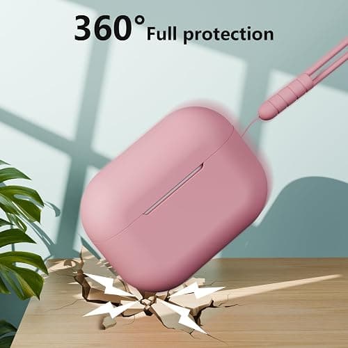 KOKOKA Custodia Case Compatibile con AirPods Pro 2/1 2023/2022/2019 con Kit di Pulizia e Cordino in Silicone, Case Cover Protettiva Premium in Silicone per AirPods Pro 2a/1a Generazione, Bean Pink thumbnail 5
