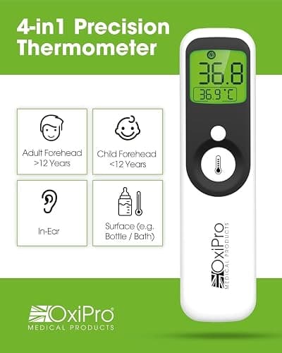 OxiPro TH1 Thermometer - Health & Pharma Award Winner 2025 - In-Ear, Forehead, Non-Touch & Baby Modes - Infrared Thermometer for Newborn, Baby, Kids, Children & Adult Temperature Measurement thumbnail 5