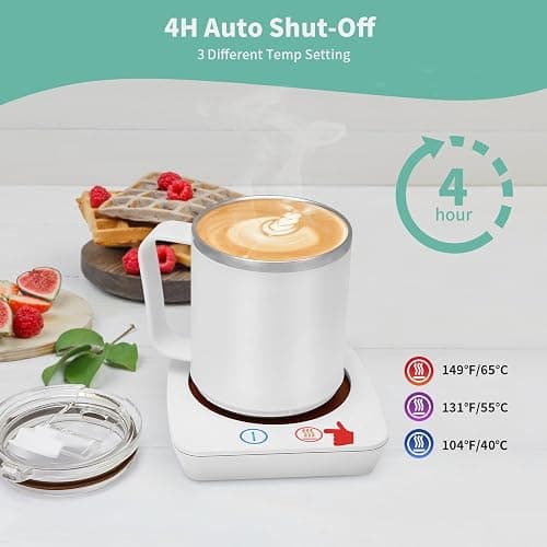 VOBAGA Mug Warmer, Coffee Warmer with 15OZ Mug Set for Home Office Home Desk, Coffee Cup Warmer with 3 Temperature Settings for Tea, Cocoa with Auto Shut Off for Holiday Birthday Coffee Gifts thumbnail 4