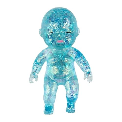 Squishy Babies Glitter Soft Moldable Cute Squishy Slow Rise Relaxing Sensory Fidget Relief Anxiety Stress Fun Desk Accessory for Adults Cyan - Image 1