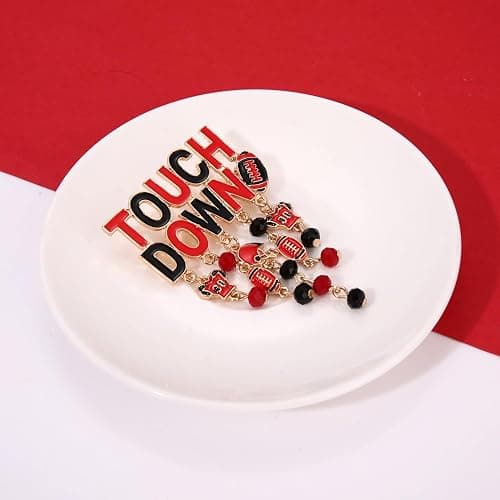 Game Day Brooches for Women Football Brooch Pins Touch Down Brooches Red Black Blue White Team Spirit Accessories Game Day Outfits Football Jewelry Party Favor Gifts - Style E thumbnail 3