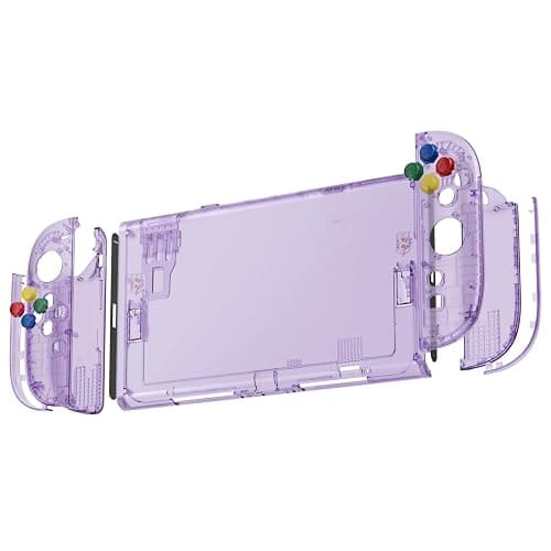 eXtremeRate DIY Replacement Shell Buttons for Nintendo Switch 2, Custom Console Rear Back Plate + Faceplate with Decorative Strips Direction Keys for Joycon 2 - Essence Version - Clear Atomic Purple thumbnail 5
