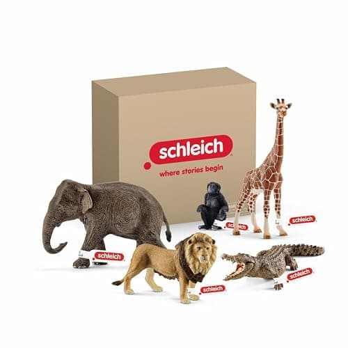 Schleich Wild Life - 5PC African Animal Toy Playset with Lion, Elephant, Monkey, Alligator and Giraffe Figurines - Safari Animal Toys for Boys and Girls - Figures for Toddlers and Kids Ages 3+ | 72286 - Image 1