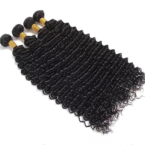12A Deep Wave Bundles Human Hair 14 16 18 20 Inch Unprocessed Brazilian Virgin Deep Curly Quick Weave 4 Bundles Hair Extensions for Women Natural Color thumbnail 2