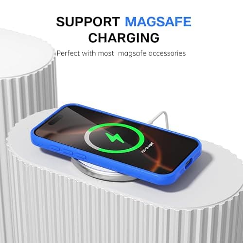 Svanove for iPhone 16 Pro Phone Case Silicone Magnetic, Compatible with Magsafe Case Cute for Women, Girly Bright Color Glossy Jelly Thin Slim Hard Mag Safe Rubber & Camera Cover, Neon Blue thumbnail 7