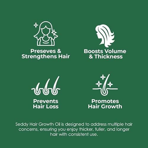 Seddy Hair Growth Oil with Biotin, Caffeine, Saw Palmetto, Rosemary, Castor & Jojoba – Scalp Treatment for Thinning Hair, Breakage & Dryness – Strengthening & Nourishing Hair Oil – 3.4 fl oz thumbnail 3