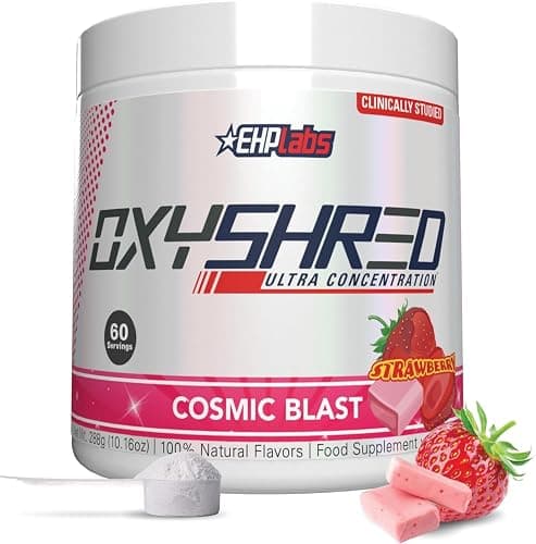 EHP Labs OxyShred Pre Workout Powder - Preworkout Powder with L Glutamine & Acetyl L Carnitine, Energy Boost Drink - Cosmic Blast, 60 Servings - Image 1