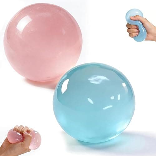 Squishy Stress Ball, Sensory Squeeze Toy for Stress Relief, Stretchy Desk Toy, Blue and Pink - Image 1