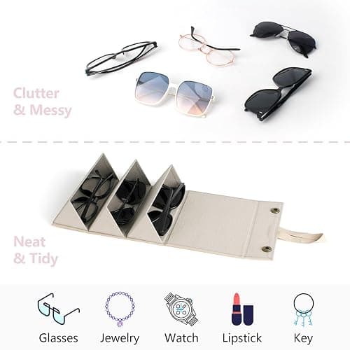 VACONICO Sunglasses Travel Case,Foldable Eyeglasses Case, Portable Multiple Glasses Case for Women Men Girls thumbnail 4