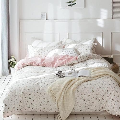 TISPLR Floral Comforter Set Full Soft Bedding Comforter Set 3 Pieces Garden Style Pink Flower Print Botanical Flowers Comforter Set for All Seasons 1 Comforter and 2 Pillowcases (Floral, Full) - Image 1