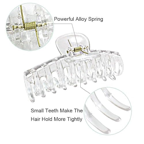 ACCGLORY Clear Claw Clips for Women Thick Hair Crystal Resin Large Hair Clips for Women Fine Invisible Transparent Big Jaw Clips Hair Accessories thumbnail 3