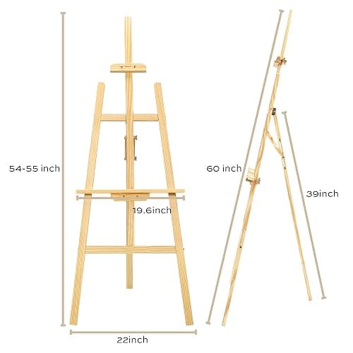 finenolo Wooden Easel Stand for Painting, 45" Adjustable Height Folding Art Easel for Canvas, Drawing, Wedding Signs & Posters, Ideal for Adults, Artists, Beginners, Students & Kids thumbnail 6