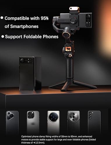 hohem iSteady M7 Gimbal Stabilizer for iPhone, 3-Axis Smartphone Gimbal with Magnetic AI Tracker Fill Light, Detachable Touchscreen Remote Controller, Built-in Extension Rod, 500g Payload thumbnail 8