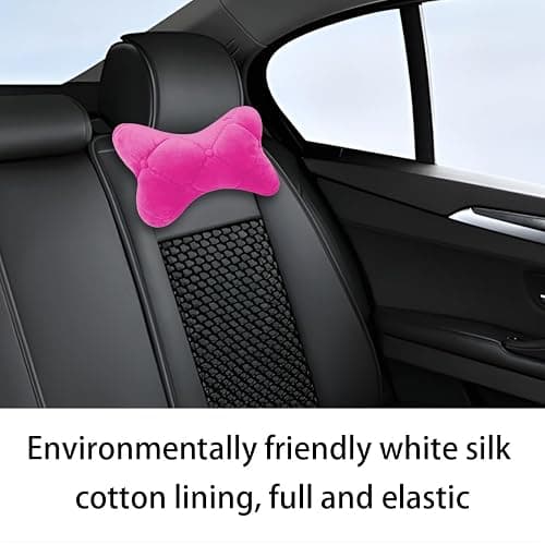 KHGUZ 2PCS Car Headrest Pillow, Soft Comfortable Vehicle Neck Pillow Cushion, Automotive Interior Head Rest Pad Accessories for Driving Fatigue Relief, Universal for SUV, Sedan, Truck (Pink) thumbnail 3