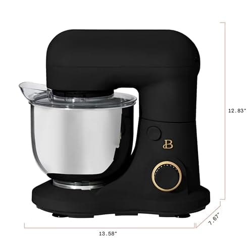 Stand Mixer 3.5 Qt with Flat Beater, Dough Hook, Balloon Whisk, Black Sesame by Drew Barrymore thumbnail 3