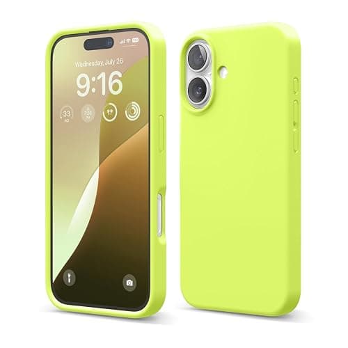 elago Premium Liquid Silikon Hülle Kompatibel mit iPhone 16 Hülle, Ganzkörper Handyhülle, Stoßfest, Schlanke Handyhülle, Kratzfester weicher Mikrofaser-Innenfutter, 6.1 Zoll (Neon Gelb) - Image 1