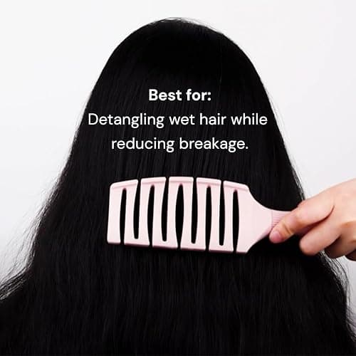 L'AngE HAIR Siena Flexi Curved Vented Hair Detangler | Nylon Bristle Brush for Tangles & Knots | Ideal for Men & Women | Vented for Airflow thumbnail 4