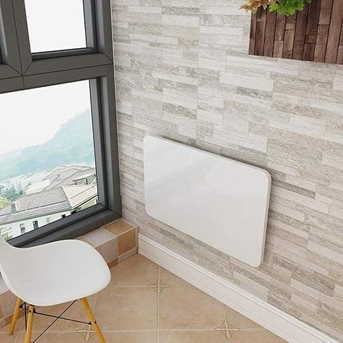CYGJSYEA Wall Mounted Folding Table,White Floating Desk for Small Spaces,Stainless Steel Bracket Laundry Folding Table,Wall Folding Desk,Home Bars and Dining Establishments70x40cm /27.5" x 15.7" thumbnail 10