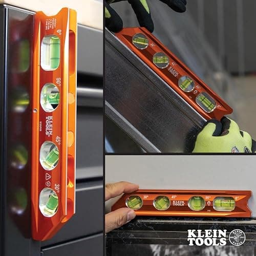 Klein Tools 935RB Torpedo Level, 8-Inch Billet Magnetic Level, 0/30/45/90 Degree Vials, V-Groove, Tapered Nose, High-Visibility Vial and Body thumbnail 8