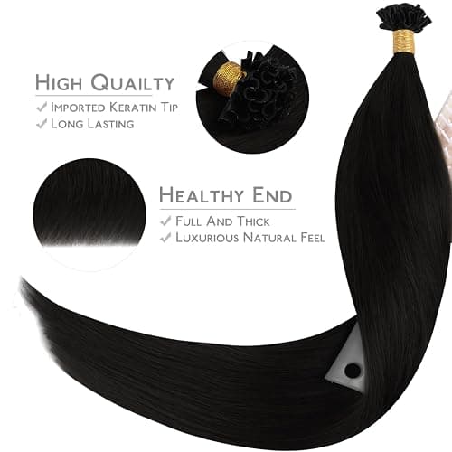 WENNALIFE U Tip Hair Extensions Human Hair, 50g 50s 14 Inch Jet Black Remy Hair K Tip Hair Extension Real Human Hair Invisible Straight Keratin Hair Extensions thumbnail 3