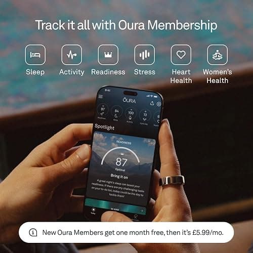 Oura Smart Ring 4 - Gold - Size 7 - | Non-Standard Fit – Measure with a Size Kit |Sleep, Heart Rate and Fitness Tracking Wearable | 8-Day Battery, iOS / Android Compatible thumbnail 4