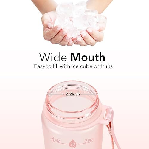 Hyeta Plastic Water Bottle With Straw & Time Marker, 32oz Leakproof Jug | Motivational Tritan BPA Free Gym Office Outdoor Intake Tracker Hourly Reminder Straw Lid Lightweight thumbnail 6