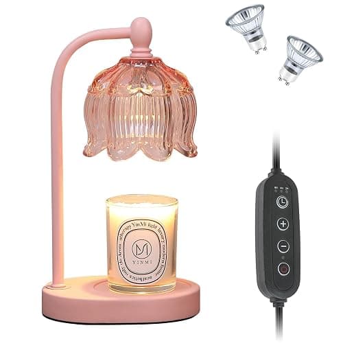 MEIXISUE Pink Candle Warmer Lamp with Timer and Dimmer,Mother's Day Gifts for Mom/Wife, Melt Wax Warmer Lamp with 2 Bulbs for Candle Jars House Warming New Home Decor thumbnail 9