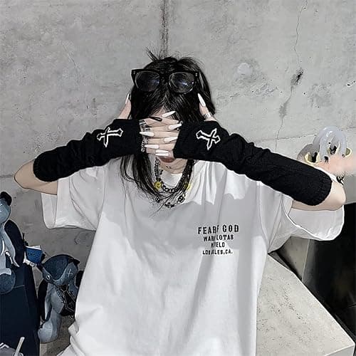 Skateboard Frog Frauen Handschuhe Goth Arm Ärmel Cool Black Moon Cross Printed Hip Hop Armstulpen thumbnail 6