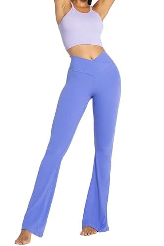 Sunzel Flare Leggings, Crossover Yoga Pants with Tummy Control, High-Waisted and Wide Leg thumbnail 4