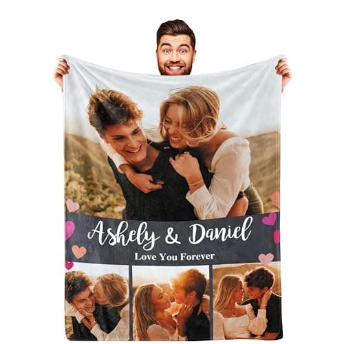 DayOfShe Ships Next Day, Personalized Blankets for Couples Photo Blankets for Girlfriend Boyfriend, Custom Blankets Flannel Blanket for Boyfriend Birthday Gift thumbnail 2