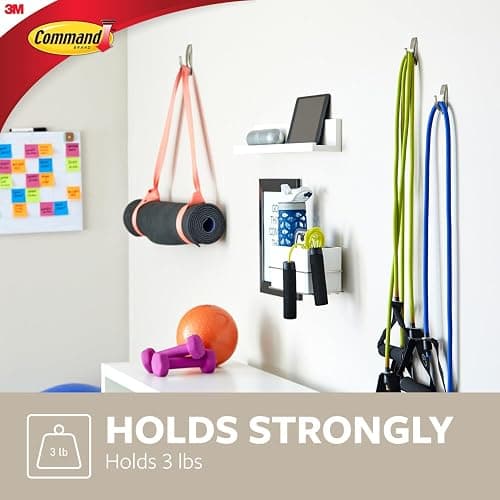 Command Medium Satin Brass Hooks, 1 Hook and 1 Strip, Damage-Free Hanging Wall Hook with Adhesive Strips, No Tools Coat Hooks for Hanging Home Decor, Holds up to 3 lb thumbnail 3