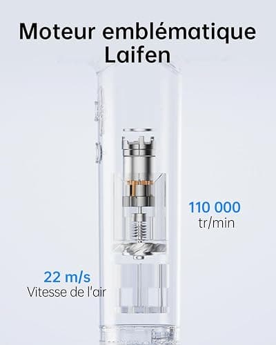 Laifen Swift Special Sèche-cheveux 200M d'Ions Négatifs Moteur Brushless 110K tr/min Séchage Rapide Contrôle Intelligent de Température 3 Buses Magnétique Bruit Réduit Cheveux Bouclés Lisses (Argent) thumbnail 7