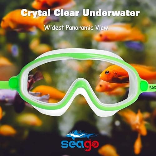 Seago Swim Goggles 2 Pack Anti-Fog Anti-UV Wide View Swimming Goggles for Kids 3-14 thumbnail 2