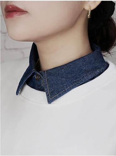 AruiLeo Denim Fake Collar Shirt Detachable,Versatile Accessories Dickey Collars Blouse Top for Women Girls Decorative Favors thumbnail 7