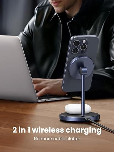 UGREEN MagFlow Wireless Charger Compatible with MagSafe Charger Stand, 2-in-1 Magnetic Charging Station Compatible with iPhone Air/17/Pro/Max/16/15/14/13/12, AirPods 4/3/2/Pro thumbnail 3