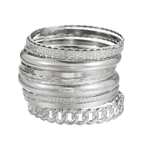 RINTOLER 16Pcs Gold Bangle Bracelets for Women - Multi Layer Stackable Textured Bracelets Boho Jewelrys Set. - Image 1
