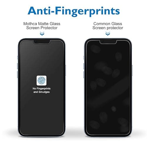 Mothca 2 Pack Matte Glass Screen Protector for iPhone 13 [6.1 inch] with 2 Pack Camera Lens Protector, Anti-Glare & Anti-Fingerprint Tempered Glass Film, Case Friendly Bubble Free Smooth as Silk thumbnail 4