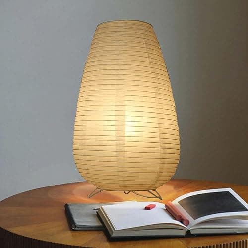 Reispapier Lampenschirm, Papier Tischlampe Weiß Nachttischlampe Stehlampe Tischleuchte Lampenschirm mit E14 Fassung, Schalten und Glühbirne, Hängelampe rund Ersatzlampenschirme 1.8m kabel, H 33cm thumbnail 5